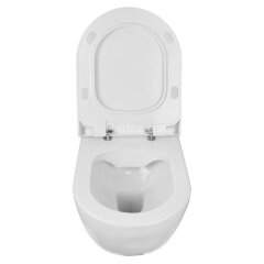 Унитаз подвесной Seramiksan Ocean plus 360х520х350 безободковый, с тонким сиденьем микролифт, белый 