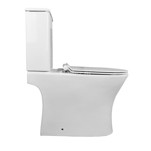 Унитаз-компакт Azario FRETTA ROUND N 340х650х770 напольный, безободковый, c быстросьемным сиденьем м