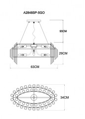 Подвесная люстра Arte Lamp A2848SP-5GO
