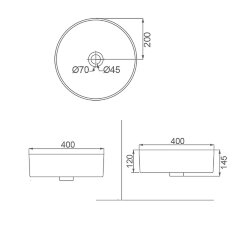 Раковина-чаша Creo Ceramique 400х400х120 накладная, круглая, керамика, черный матовый (PU3100MBK)