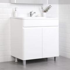 Комплект тумба Итана Roberto 80 (795х455х850) напольная, с раковиной Adel 80, белый глянец (295461)