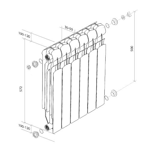 Биметаллический радиатор Royal Thermo Indigo Super Plus 500/100-8