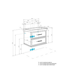 Тумба под раковину Aquaton Нео-Классика 85 2 ящика, белый камень (1A286301NCTG0)