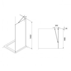 Душевое ограждение Roca Capital боковая часть 900х1950 прозрачное стекло, хром (M4409012M)