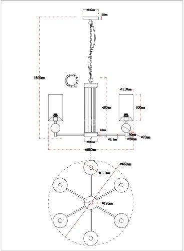 Подвесная люстра Arte Lamp A4027LM-6PB
