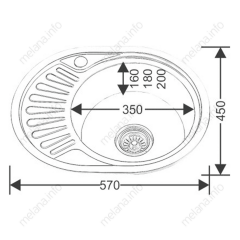 Мойка 5745 U MELANA 0,8/180 врезная овальная с сифоном (125 ta *12)