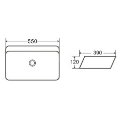 Раковина-чаша Azario 550х390х120 накладная, овальная, белый глянец (AZ-2243)