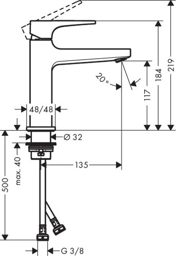 Hansgrohe Metropol 32507670 Смеситель для раковины 110, однорычажный, матовый черный