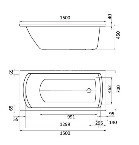 Ванна акриловая Santek Монако прямоугольная 150х70, белая