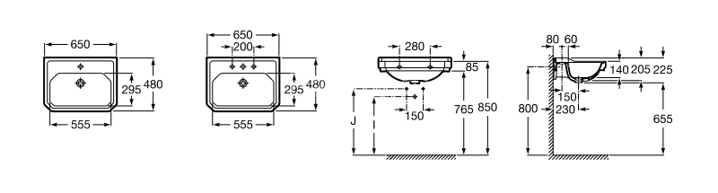 Roca CARMEN раковина 650х480 с отверстием для смесителя