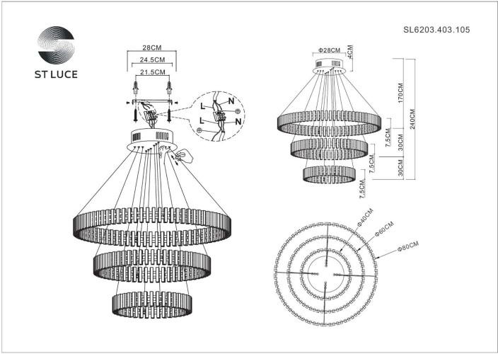 Подвесная люстра ST Luce SL6203.403.105