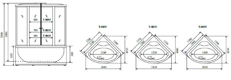 Timo Comfort T-8835 Clean Glass душевая кабина (135*135*220), шт