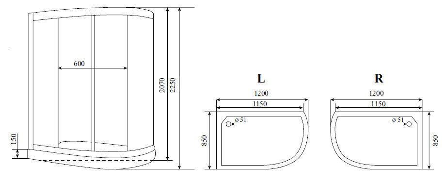 Timo Lux T-7702 Р L душевая кабина (120*85*225), шт