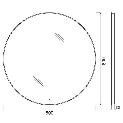 Зеркало AZARIO Alone Cerchio 800х800 влагостойкое с подсветкой, сенсорный выключатель с функцией дим