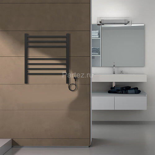 Полотенцесушитель электрический AZARIO ANCONA 500/600 квадрат, 7 секций, диммер справа, черный (AZ71