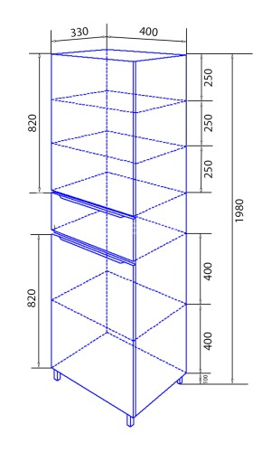 Пенал Azario LOTOS 40 400x330x1980 правый напольный (CS00083927)