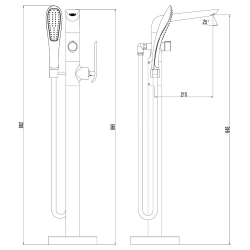 Смеситель Lemark Melange LM4944CW для ванны, напольный