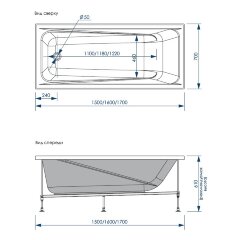 Ванна акриловая Loranto CALGARY 1600х700