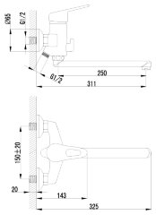 Смеситель для ванны Lemark Luna LM4112C
