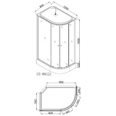 Душевая кабина LORANTO 120х80х215 с низким поддон 13 см, белое закаленное стекло 4 мм профиль хром (CS-66121L F 120)