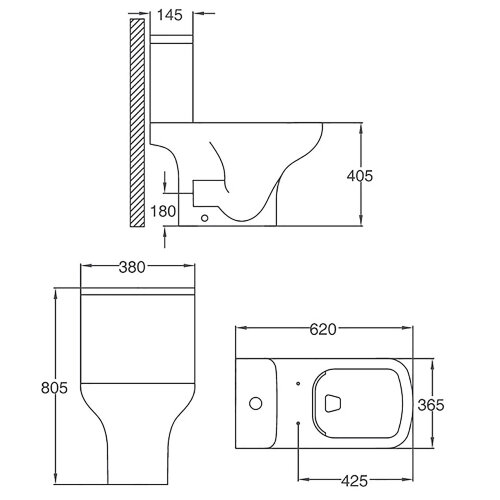 Унитаз-компакт Azario Alba 620х405х805 напольный, безободковый, с сиденьем микролифт (AZ-8323)