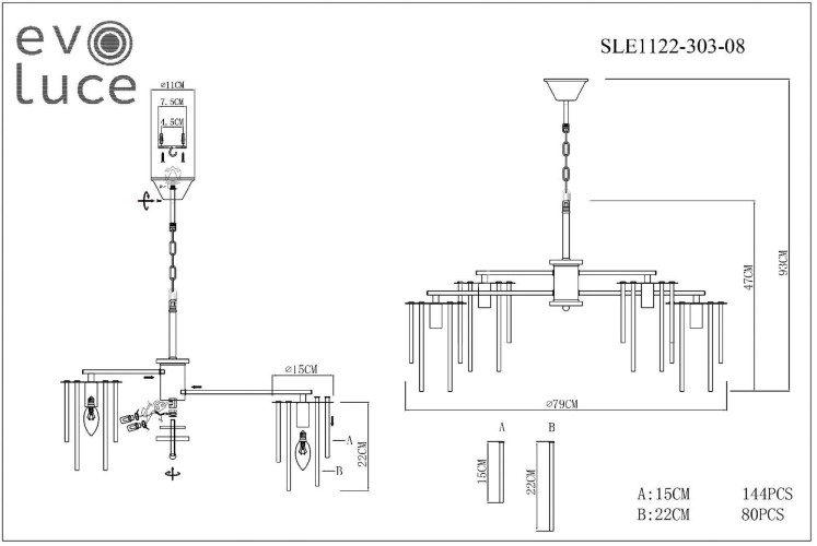 Подвесная люстра Evoluce SLE1122-303-08