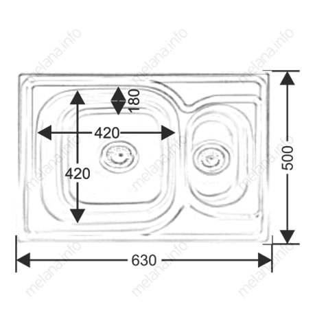 Мойка 6350S MELANA 0,8/180  1,5-я чаша врезная прямоугольная с сифоном (226 t *10)