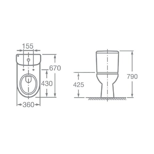Унитаз-компакт Roca ACCESS, горизонтальный выпуск, c сиденьем микролифт (7.34P2.3.800.Y)