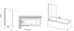 Шторка для ванны неподвижная Ravak PVS1 80х140 цвет профиля белый (79840100Z1)