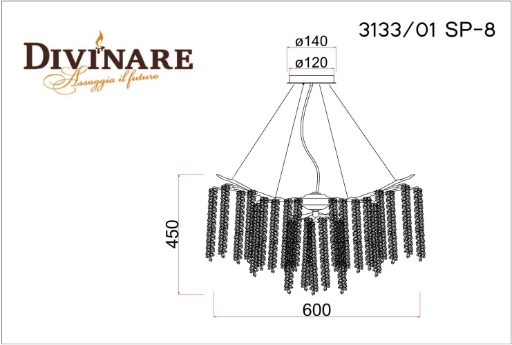 Подвесная люстра Divinare 3133/01 SP-8