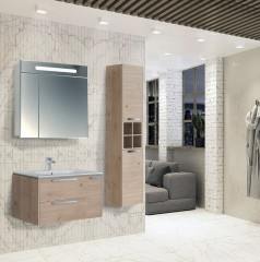 Шкаф под умывальник Roca Lago 80, 80*45*49 см, компактный сифон, ящики с доводчиками, светлый хром (