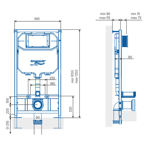 СЕТ: Инсталляция IDROSPANIA TABARCA +унитаз Azario Grado с сиденьем микролифт, без клавиши смыва (40