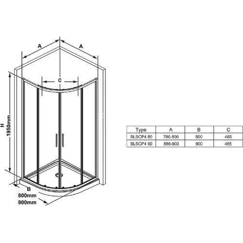 Душевой уголок Ravak Blix Slim 80x80 BLSCP4-80 профиль хром