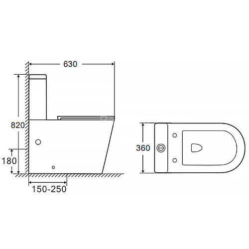 Унитаз-компакт Azario Conto 360х630х820 напольный, безободковый, слив "Торнадо", с быстросъемным сид