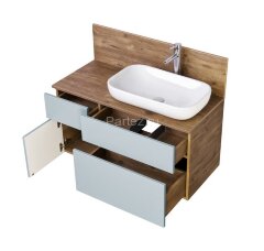 Тумба под раковину AQUATON Мишель 100 NEW подвесная, без столешницы, Дуб Рустикальный (1A256901MIX30