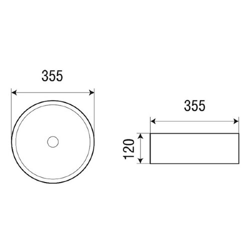 Раковина Azario 355х355х120 накладная, круглая, чёрная матовая (AZ-3134-MB)
