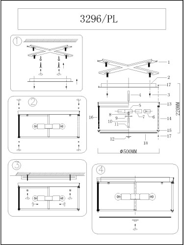Потолочная люстра Newport 3296/PL nickel