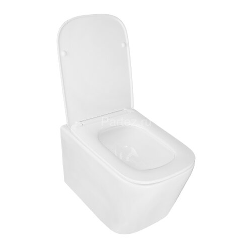 Унитаз подвесной Loranto Delphi 340х485х290 безободковый с системой смыва Tornado в комплекте с быст