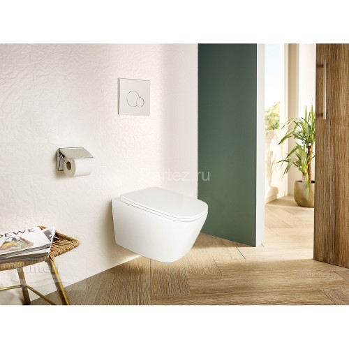 Унитаз подвесной Loranto Delphi 340х485х290 безободковый с системой смыва Tornado в комплекте с быст