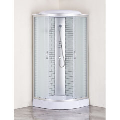 Душевая кабина Loranto 90х90х215 поддон 13см, белый кирпичный узор, матовое стекло 4мм, профиль хром (CS669013FW90)