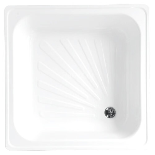 Поддон Loranto стальной, квадратный 70х70х15 толщина стали 0,9 мм, отверстие для слива 5 см, белый (LG700B)