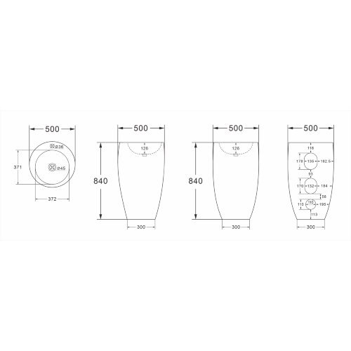 Раковина напольная Azario COMELLA 500х500х830 отдельностоящая круглая, белый (AZ-311)