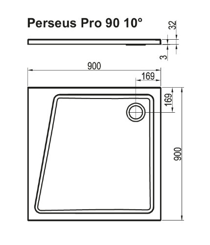 Душевой поддон Ravak PERSEUS PRO-90 10° белый