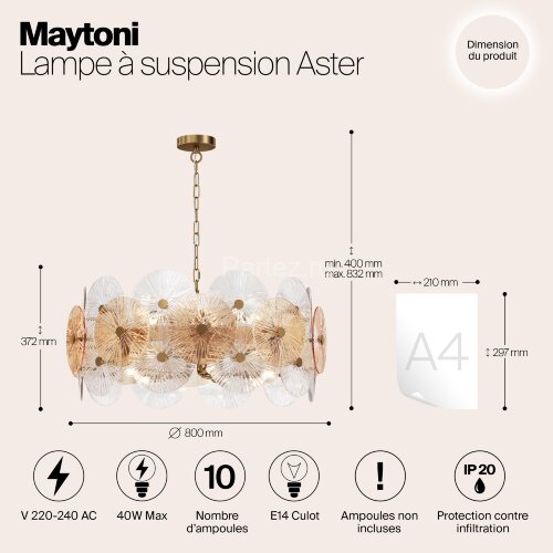Подвесная люстра Maytoni MOD007PL-10G