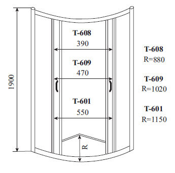 Timo ALTTI душевой угол 601 Foggy Glass (100*100*190),шт