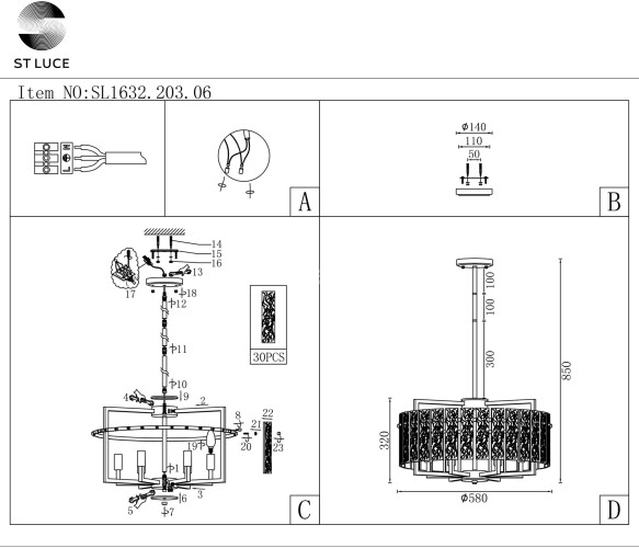 Подвесная люстра ST Luce SL1632.203.06