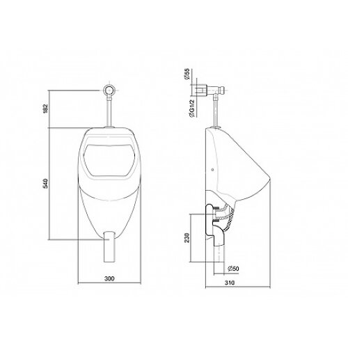 Писсуар Santek Гала с нажимным краном, креплением и вертикальнм сифоном (1WH501805)