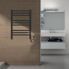Полотенцесушитель электрический AZARIO ANCONA 500/800 квадрат, 9 секций, диммер справа, черный (AZ71