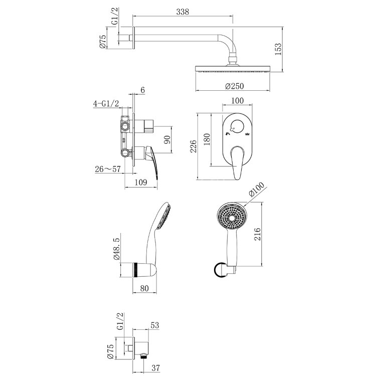 Смеситель Lemark Linara LM0429C для душа, встраиваемый