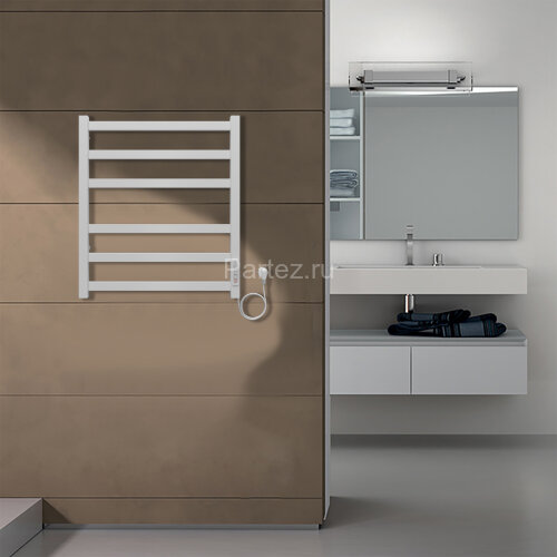 Полотенцесушитель электрический AZARIO PALERMO 500/600 квадрат, 6 секций, диммер справа, белый (AZ83